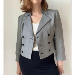 Vintage 90s Cropped Blazer Structured Minimalist Jacket Sharp Shoulders SZ 2P